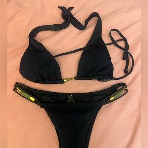 Black halter bikini set